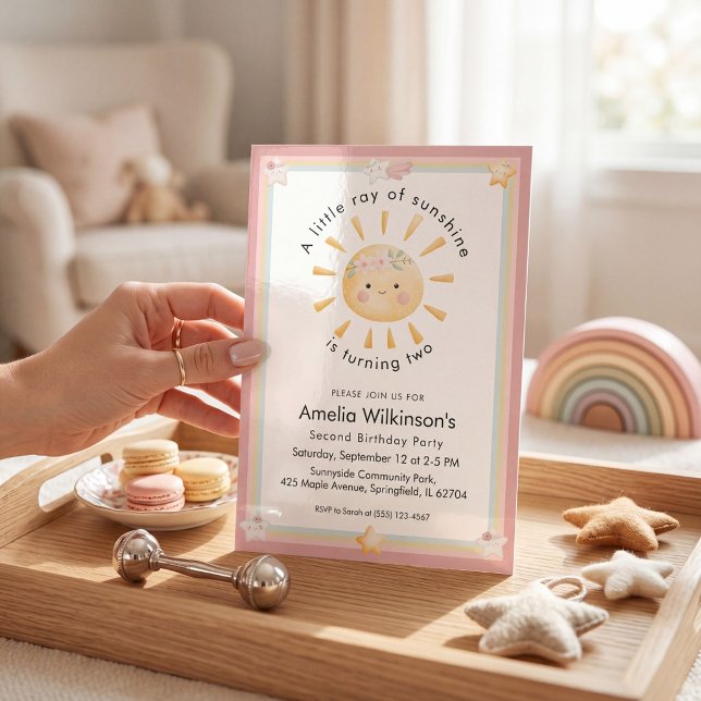 Invitación Dulce Cumpleaños Arcoíris Pastel de Sunshine Dos (Subido por el creador)