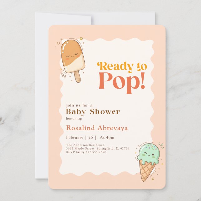 Invitación Dulce Cumpleaños Bebe Paletas De Verano Monas De H (Anverso)
