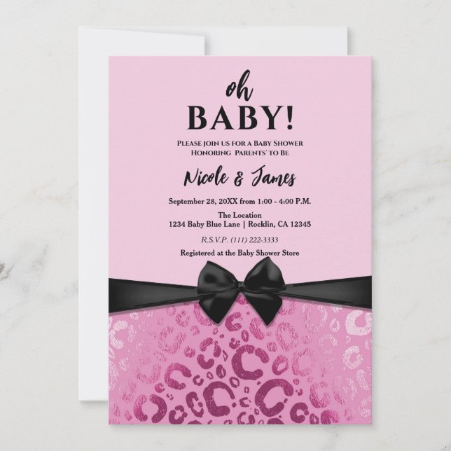 Invitación Dulce Cumpleaños con Estampado de Leopardo Glam Ro (Anverso)