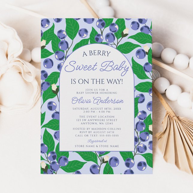 Invitación Dulce Cumpleaños de Arándanos Fiesta de Bebé Arch (Subido por el creador)