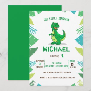 Invitación Dulce Cumpleaños de Bebé Niño Dinosaurio