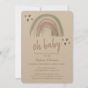 Invitación Dulce Cumpleaños de Boho Arcoíris Suave de Papel K