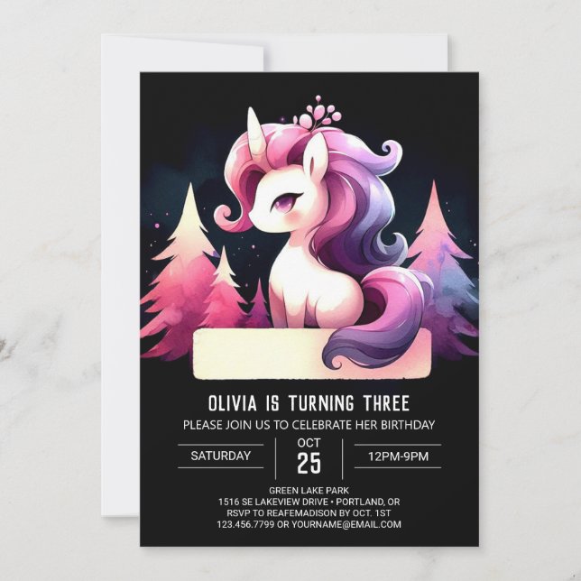 Invitación Dulce cumpleaños de caballo (Anverso)