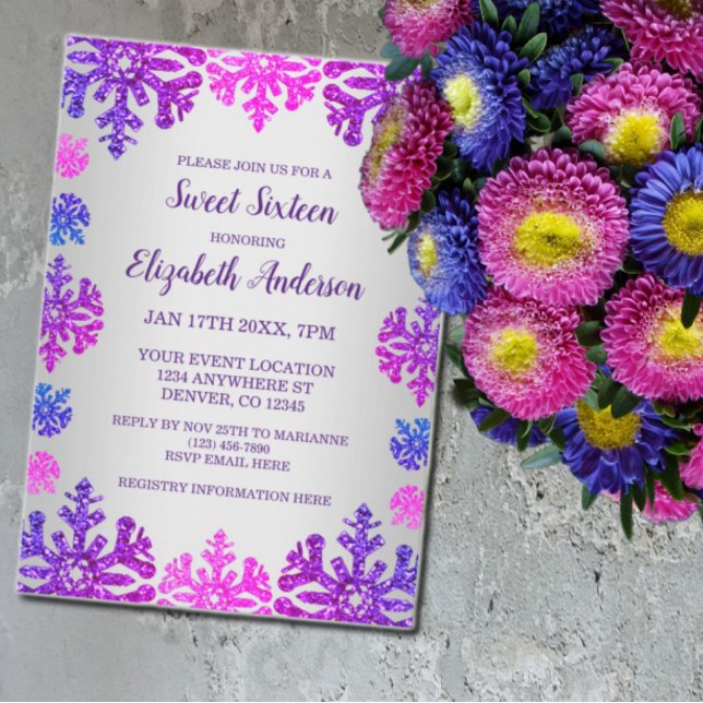Invitación Dulce cumpleaños de copo de nieve de invierno 16 (Subido por el creador)