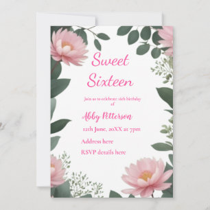 Invitación Dulce cumpleaños de eucalipto de flor silvestre ro