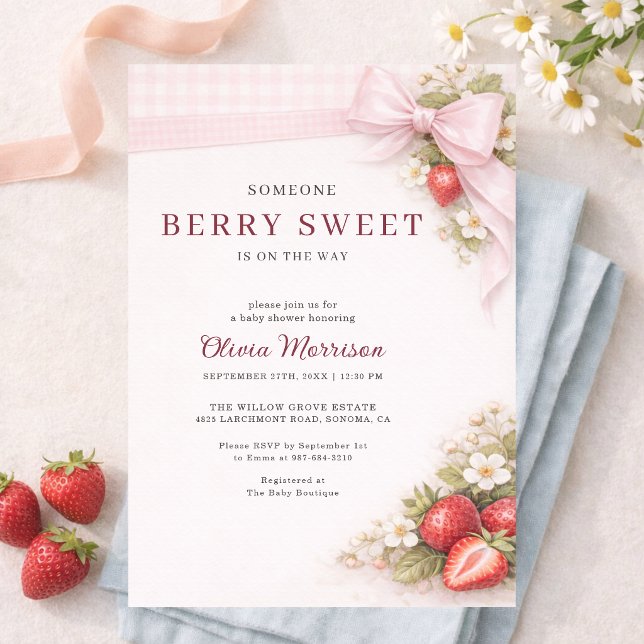 Invitación Dulce Cumpleaños de Fresa con Cuadro de Niña Baby  (Subido por el creador)