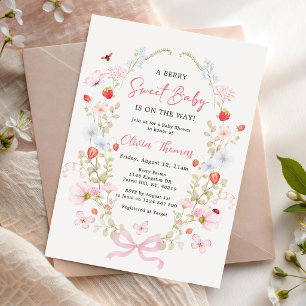 Invitación Dulce Cumpleaños de Fresa para Baby Shower
