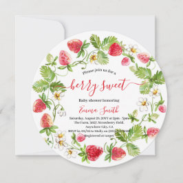 Invitación Dulce Cumpleaños de Fresa para Baby Shower de Vera