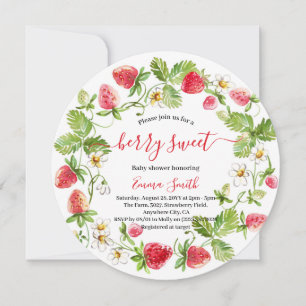 Invitación Dulce Cumpleaños de Fresa para Baby Shower de Vera