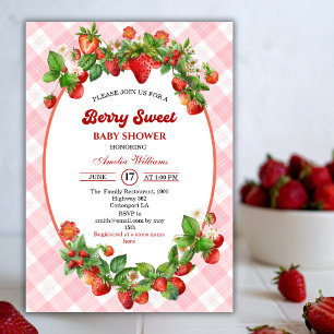 Invitación Dulce Cumpleaños de Fresa Rosa para Niña
