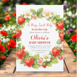 Invitación Dulce Cumpleaños de Frutas y Fresas para el Bebe
