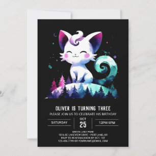 Invitación Dulce cumpleaños de gato Minimalista