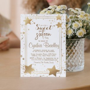Invitación Dulce cumpleaños de Gold Stars