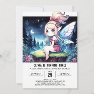 Invitación Dulce cumpleaños de hadas de Whimsy