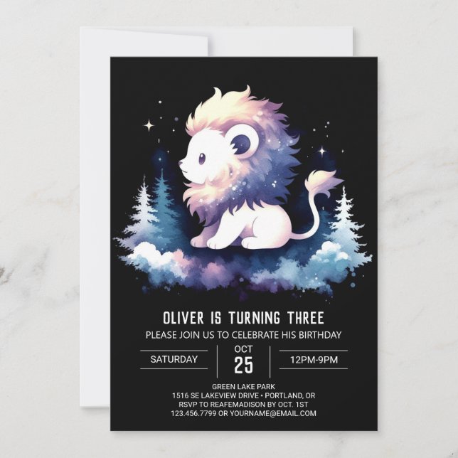 Invitación Dulce cumpleaños de león pequeño (Anverso)
