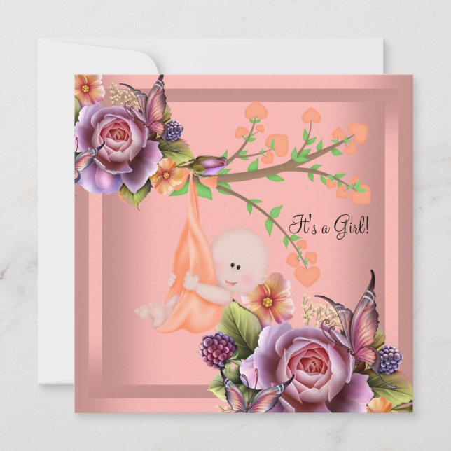 Invitación Dulce Cumpleaños de Niña Coral Melocotón (Anverso)