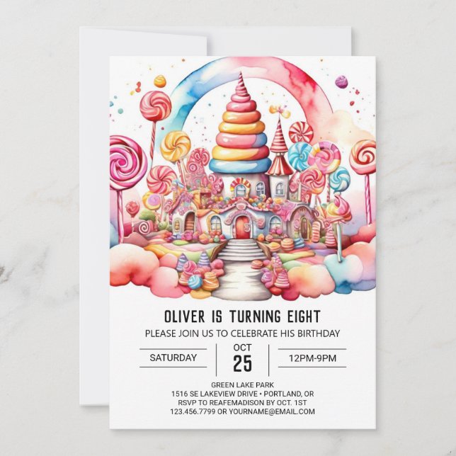 Invitación Dulce cumpleaños de Wonderland Delight (Anverso)