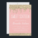 Invitación Dulce cumpleaños del Purpurina Rosa Gold Rubor<br><div class="desc">Rubor Pink - Invitación a la fiesta de cumpleaños del Purpurina de golondrina dorada de 16 días . Esta es la invitación de 16 cumpleaños perfecta para un Rosa moderno de oro y la fiesta de cumpleaños del Purpurina Rosado de Rubor Sparkle Girly. Póngase en contacto con el diseñador para...</div>