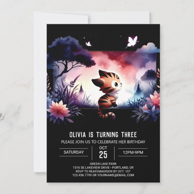 Invitación Dulce cumpleaños del tigre pequeño (Anverso)
