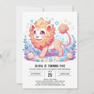 Invitación Dulce cumpleaños digital del león salvaje