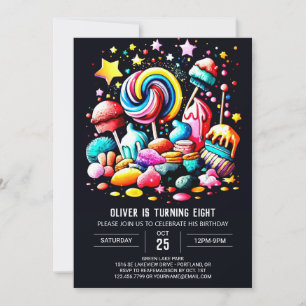 Invitación Dulce cumpleaños editable de Candyland