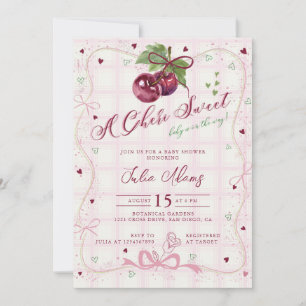 Invitación Dulce Cumpleaños Feliz Shower de Bebé Rojo Rosa Li