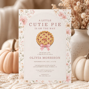 Invitación Dulce Cumpleaños Floral Lazo Rosa Niña Baby Shower