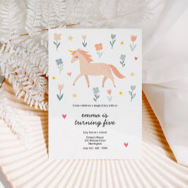 Invitación Dulce cumpleaños floral Unicornio