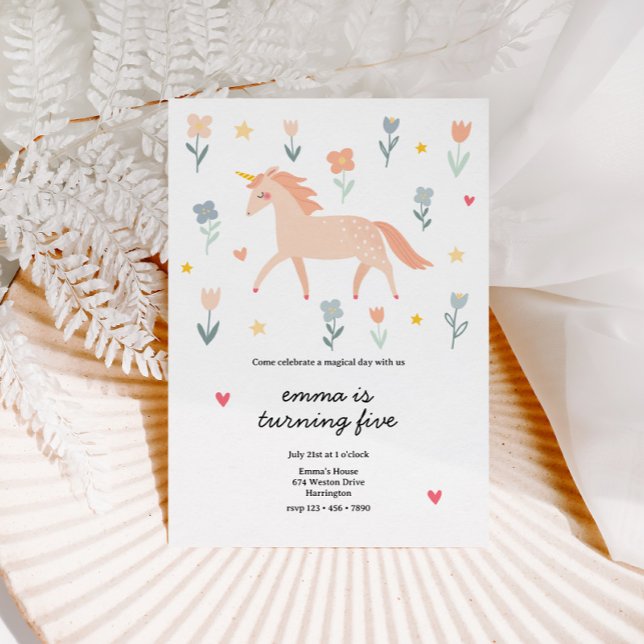 Invitación Dulce cumpleaños floral Unicornio (Subido por el creador)