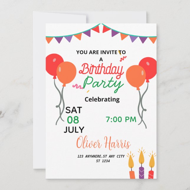 Invitación Dulce cumpleaños Illustarion (Anverso)