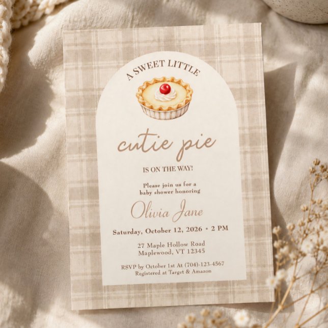 Invitación Dulce Cumpleaños Infantil Gingham Otoñal Bebe Cere (Subido por el creador)