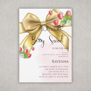 Invitación Dulce Cumpleaños Niña Arco Dorado Fresa Shower de 