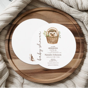Invitación Dulce Cumpleaños Redondo de Erizo Pequeño y Lindo