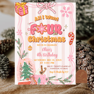 Invitación Dulce Cumpleaños Retro Navidad Invierno 4
