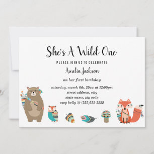 Invitación Dulce Cumpleaños Tribal Animal Ella Es Una Salvaje