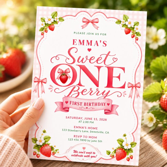 Invitación Dulce Cumpleaños Uno de las Niñas de la Fresa (Subido por el creador)