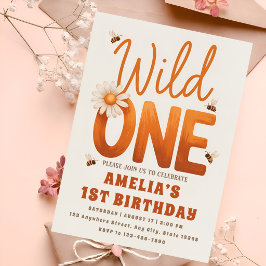 Invitación Dulce Daisy Wild One Cumpleaños Fiesta Foto