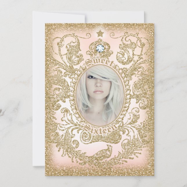Invitación Dulce de 16 érase una princesa de tiempo (Anverso)