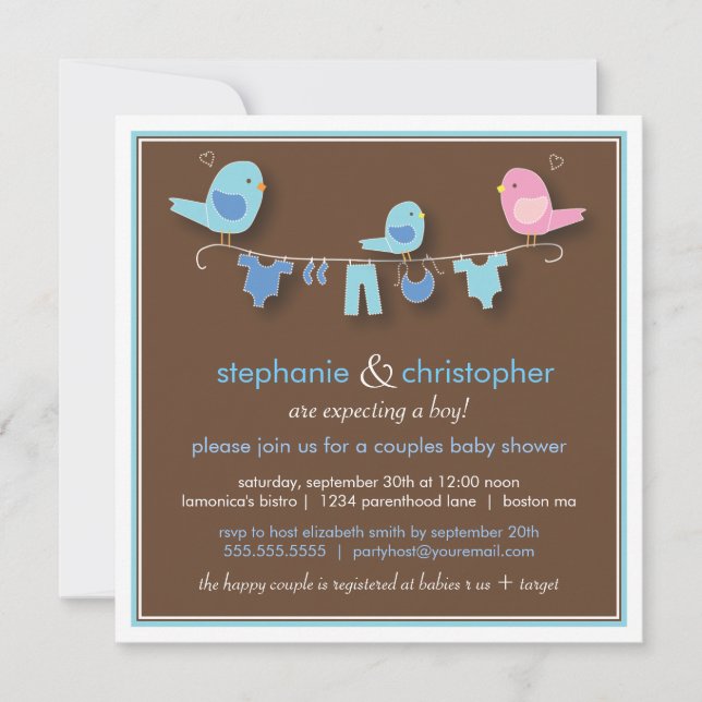 Invitación dulce de Baby Shower de los pares del (Anverso)