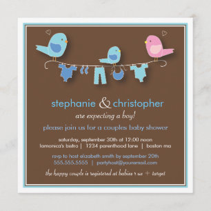 Invitación dulce de Baby Shower de los pares del