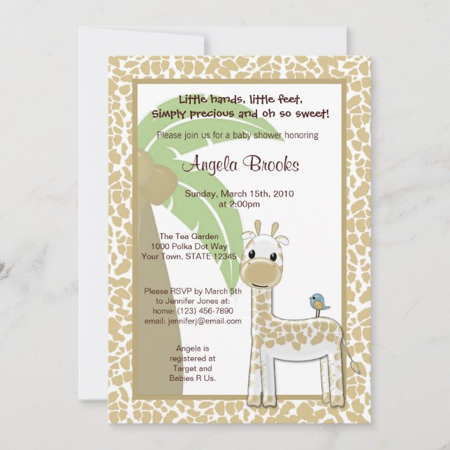 Invitación dulce de Baby Shower del chirrido de la (Anverso)