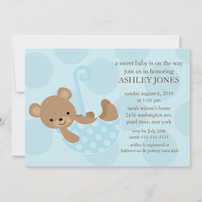 Invitación dulce de Baby Shower del muchacho del (Anverso)