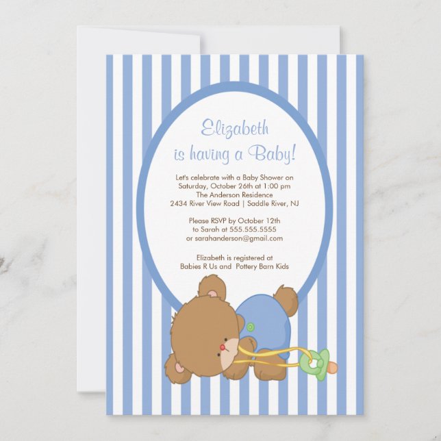Invitación dulce de Baby Shower del muchacho del (Anverso)