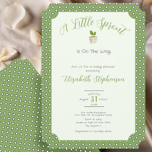Invitación Dulce de Bautizo de Pequeño Brote con Lunares Verd