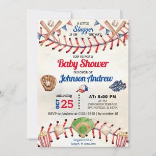 Invitación Dulce de Bebé de Béisbol Personalizado Fiesta de B