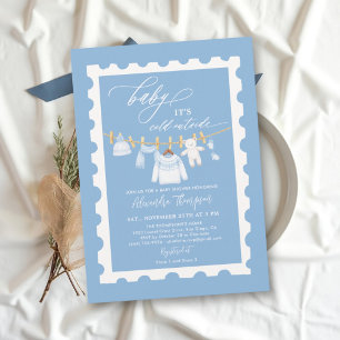 Invitación Dulce de Bebé Varón en Invierno Sello de Correo Fi