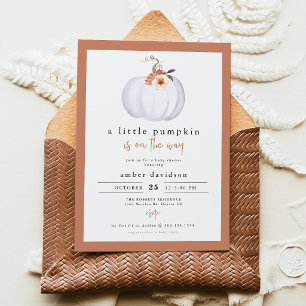 Invitación Dulce de Calabaza Blanca para Baby Shower