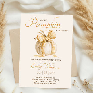 Invitación Dulce de Calabaza con Lazo de Gingham Amarillo par