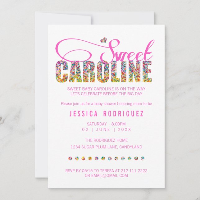 Invitación dulce de Caroline Baby Shower del tema (Anverso)