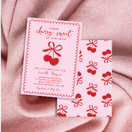 Invitación Dulce de cerezo elegante mano deslumbrada ducha de